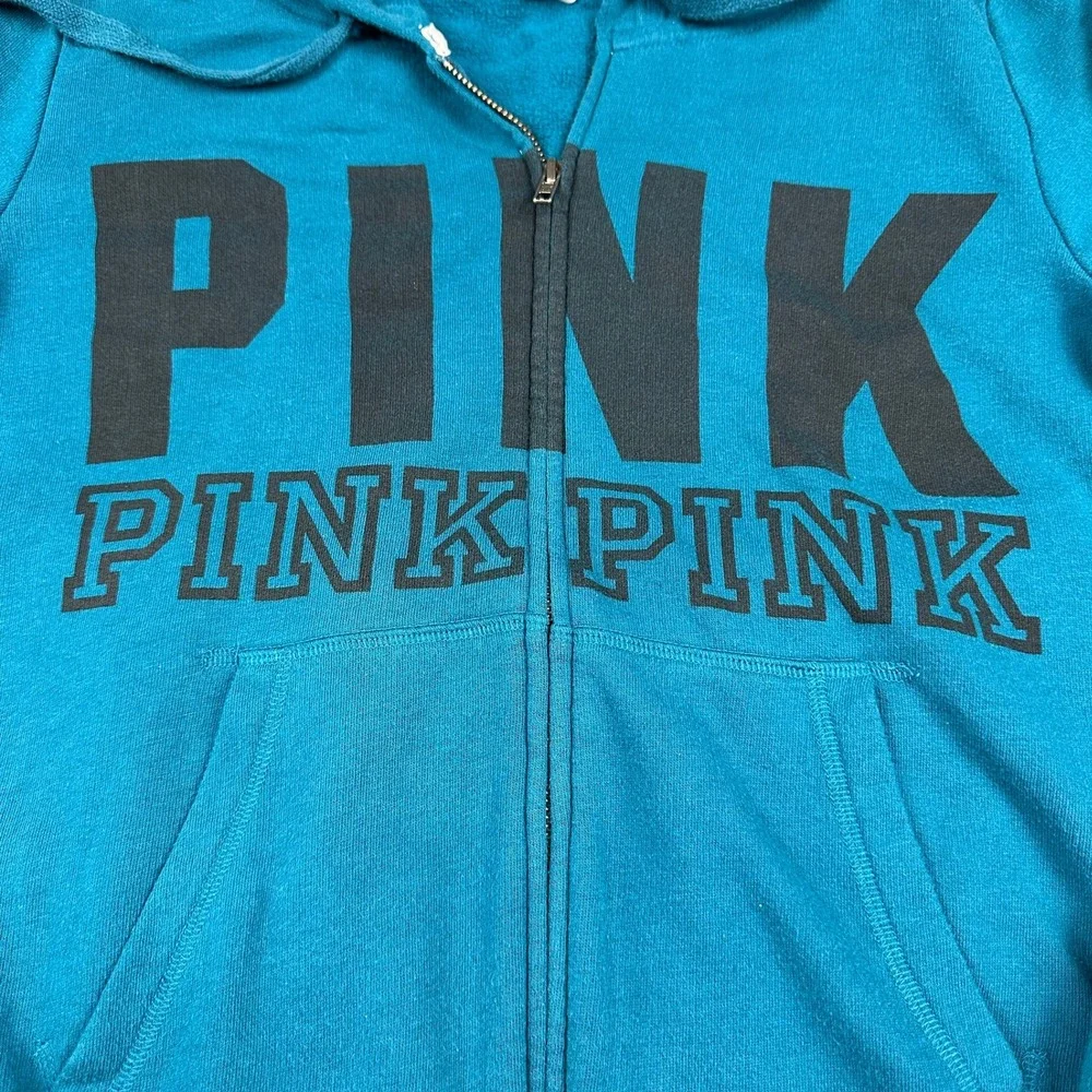 Victoria's Secret PINK Tracksuit Set Teal Blue Zip Hoodie Joggers Medium 307999